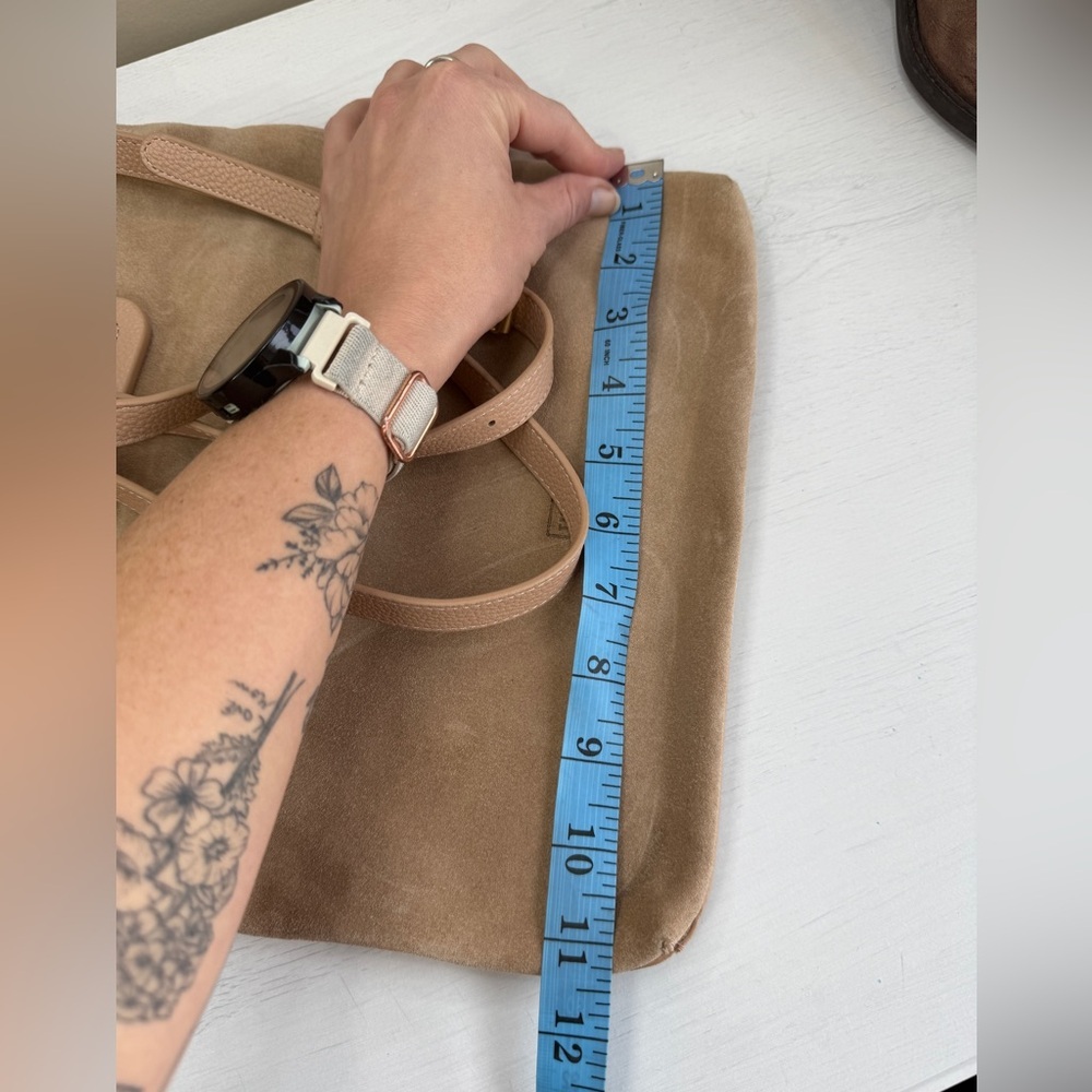 TMRW STUDIO Blush Milo Fold Over Suede Bag Crossbody Top Handle Anthropologie - Picture 15 of 15